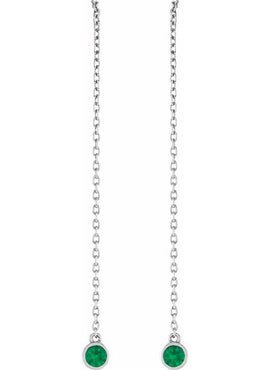 14K Yellow Gold Natural Blue Sapphire Chain Earrings
