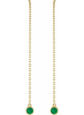 14K Yellow Gold Natural Blue Sapphire Chain Earrings