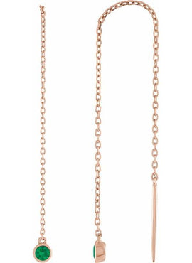 14K Yellow Gold Natural Blue Sapphire Chain Earrings