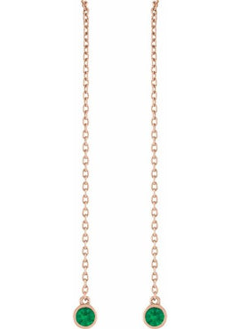 14K Yellow Gold Natural Blue Sapphire Chain Earrings