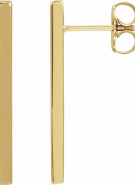 14K White Gold Bar Earrings