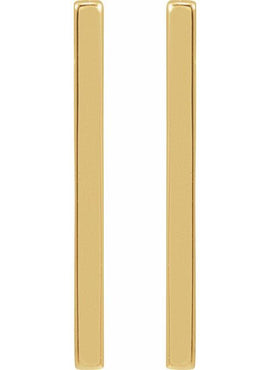 14K White Gold Bar Earrings