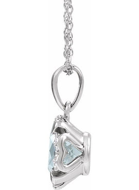 14K White Gold Lab-Grown Blue Sapphire & .04 CTW Natural Diamond 18
