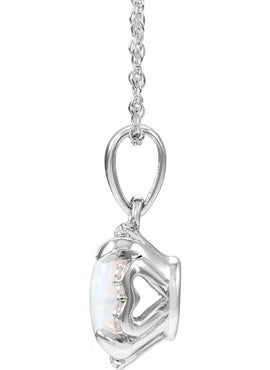 14K White Gold Lab-Grown Blue Sapphire & .04 CTW Natural Diamond 18