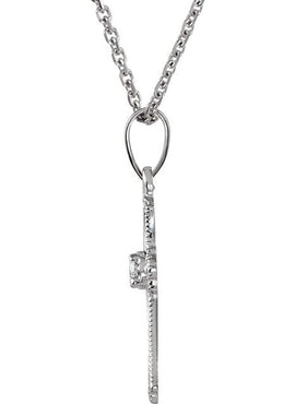 14K White Gold .03 CT Natural Diamond Cross 18