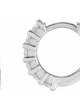 14K White Gold Natural Turquoise Cabochon Hinged 12.2 mm Hoop Earrings