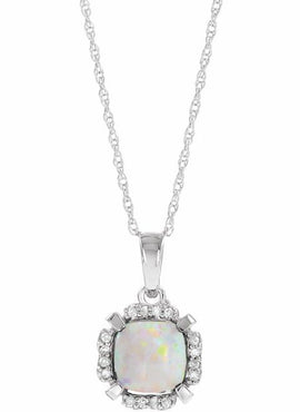 14K White Gold Lab-Grown Blue Sapphire & .04 CTW Natural Diamond 18