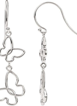 14K White Gold Butterfly Earrings