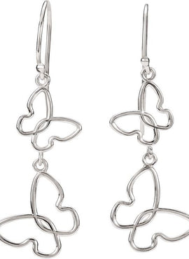 14K White Gold Butterfly Earrings