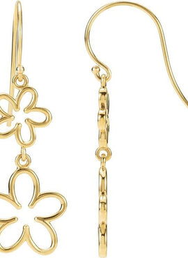 14K White Gold Flower Dangle Earrings
