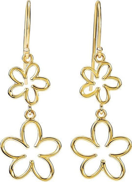 14K White Gold Flower Dangle Earrings