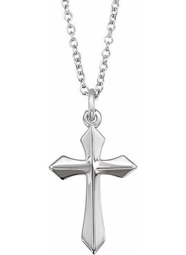 14K White Gold Cross 18