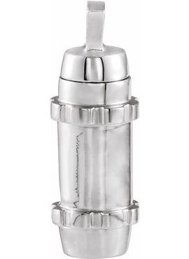 14K White Gold 30.2x10.7 mm Cylinder Ash Holder Pendant