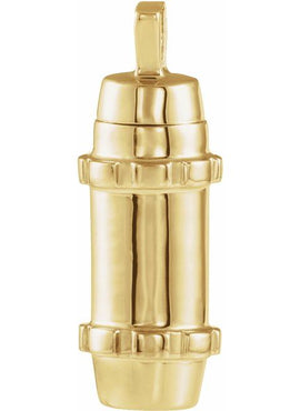 14K White Gold 30.2x10.7 mm Cylinder Ash Holder Pendant