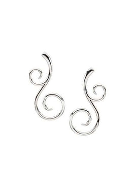 14K White Gold 38x17 mm Freeform Earrings