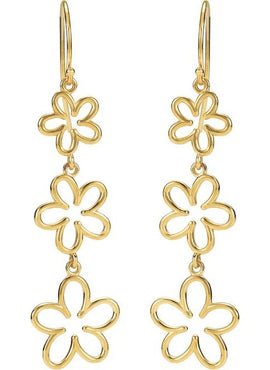 14K White Gold Flower Dangle Earrings
