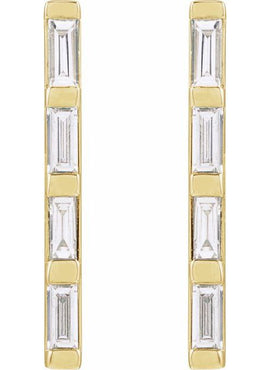 14K White Gold 1/8 CTW Natural Diamond Bar Earrings