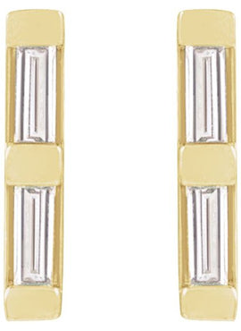 14K White Gold 1/8 CTW Natural Diamond Bar Earrings