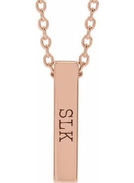 14K Yellow Gold Engravable Four-Sided Bar Pendant