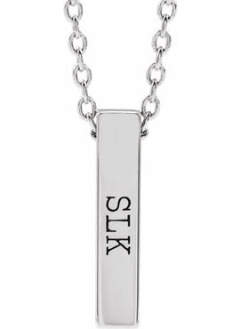 14K Yellow Gold Engravable Four-Sided Bar Pendant