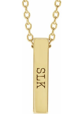 14K Yellow Gold Engravable Four-Sided Bar Pendant