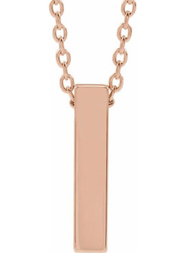 14K Yellow Gold Engravable Four-Sided Bar Pendant