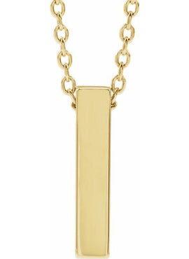 14K Yellow Gold Engravable Four-Sided Bar Pendant