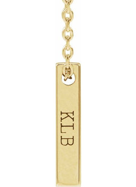 14K Yellow Gold Engravable Four-Sided Bar Pendant