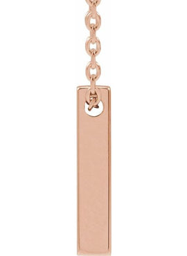 14K Yellow Gold Engravable Four-Sided Bar Pendant