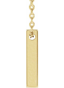 14K Yellow Gold Engravable Four-Sided Bar Pendant