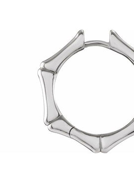 Platinum Hinged Bamboo 12 mm Hoop Earrings