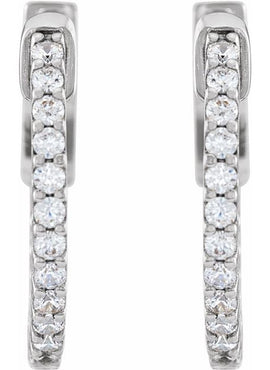 14K White Gold 6 1/2 CTW Natural Diamond Inside-Outside 51 mm Hinged Hoop Earrings