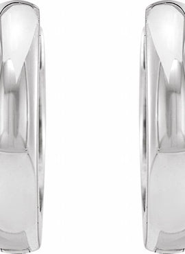 14K White Gold 9.5 mm Hinged Hoop Earrings