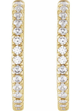 14K Yellow Gold 1/5 CTW Lab-Grown Diamond 10 mm Hoop Earrings