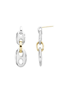 Sterling Silver & 14K Yellow Gold Marine Link Earrings