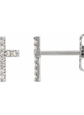 14K White Gold .05 CTW Natural Diamond Cross Earrings