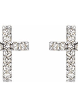 14K White Gold .05 CTW Natural Diamond Cross Earrings