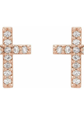 14K White Gold .05 CTW Natural Diamond Cross Earrings