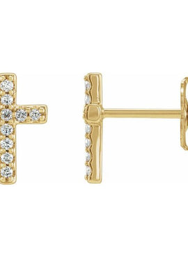 14K White Gold .05 CTW Natural Diamond Cross Earrings