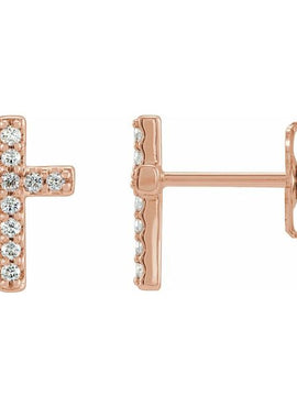 14K White Gold .05 CTW Natural Diamond Cross Earrings
