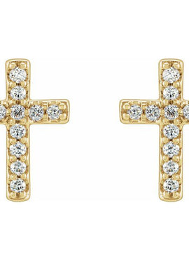 14K White Gold .05 CTW Natural Diamond Cross Earrings