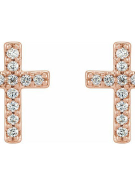 14K White Gold .05 CTW Natural Diamond Cross Earrings