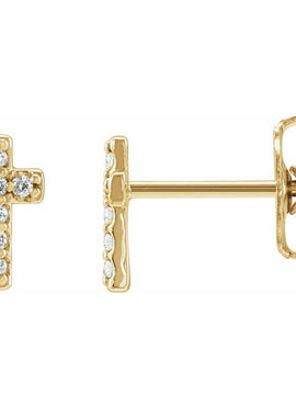 14K White Gold .05 CTW Natural Diamond Cross Earrings