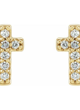 14K White Gold .05 CTW Natural Diamond Cross Earrings