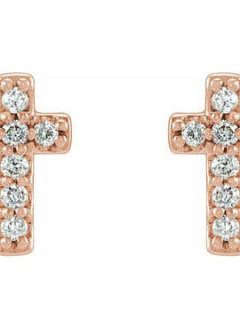 14K White Gold .05 CTW Natural Diamond Cross Earrings