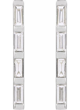 14K White Gold 1/8 CTW Natural Diamond Bar Earrings