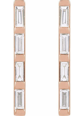 14K White Gold 1/8 CTW Natural Diamond Bar Earrings
