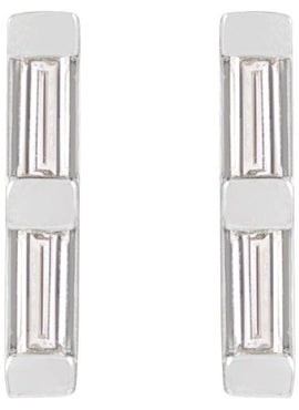 14K White Gold 1/8 CTW Natural Diamond Bar Earrings