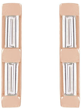 14K White Gold 1/8 CTW Natural Diamond Bar Earrings
