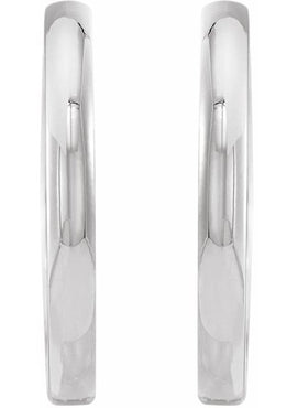 14K White Gold 9.5 mm Hinged Hoop Earrings